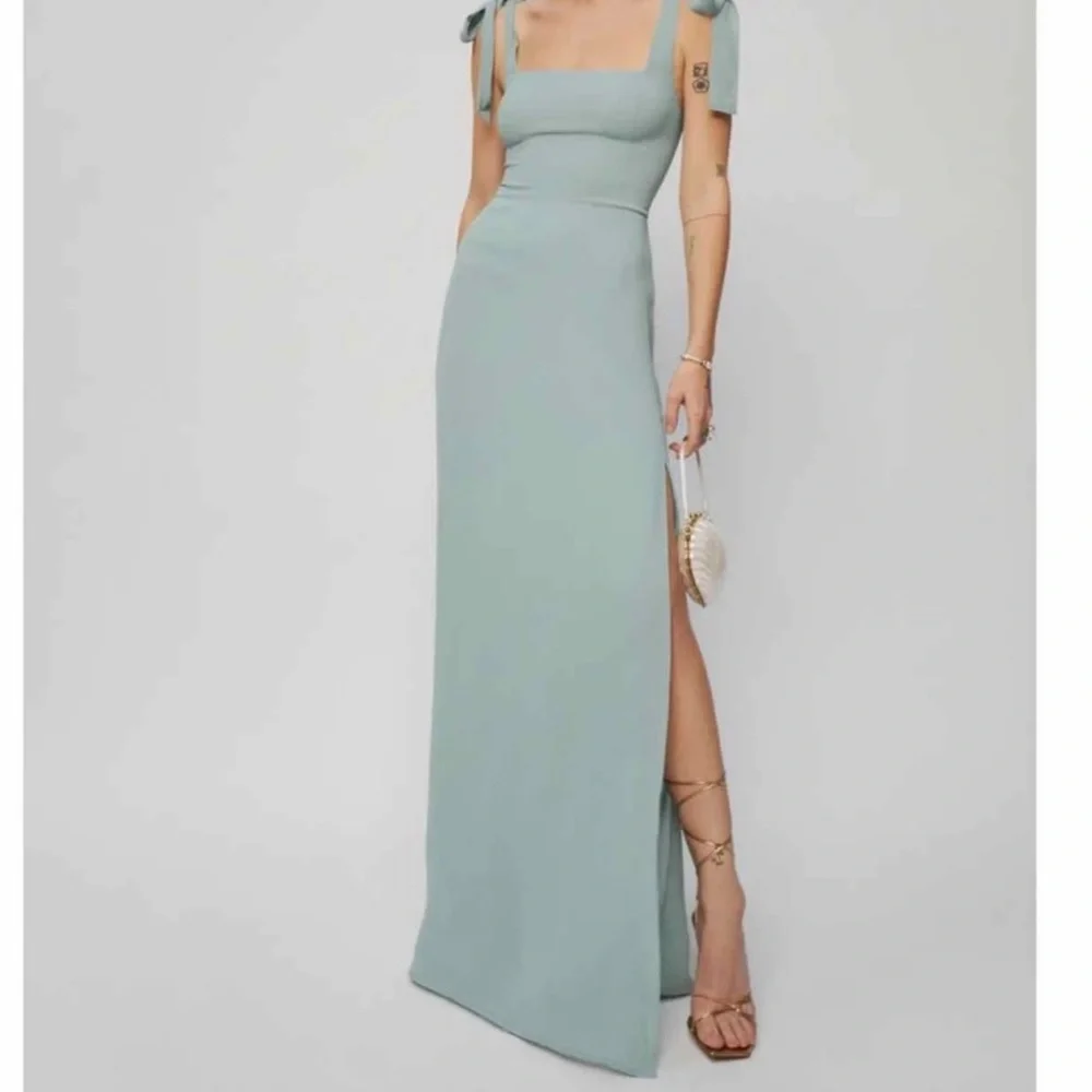 NWT Reformation Celadon Green Westerly Tie Strap Maxi Dress Size 6 - Picture 2 of 13